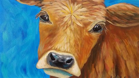 Cow Acrylic Painting Tutorial LIVE Beginner Step by Step Impressionist ...