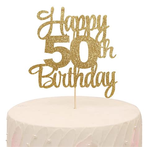 Buy Happy 50th Birthday Cake Topper - 50th Anniversary Cake Topper ...