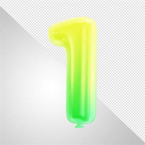 Premium PSD | A balloon with the number 1 in green and yellow.