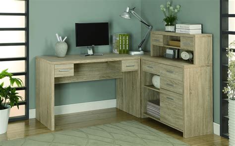 Modern L-Shaped Desk with Great Storage in Natural Reclaimed Finish ...