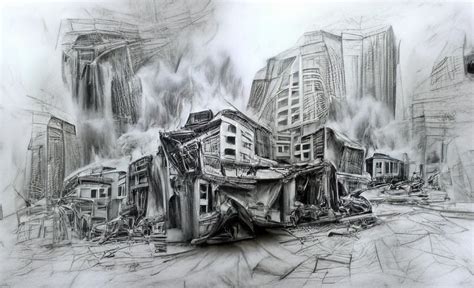 Destroyed City Drawing