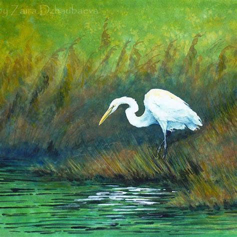 White Heron Painting - Etsy