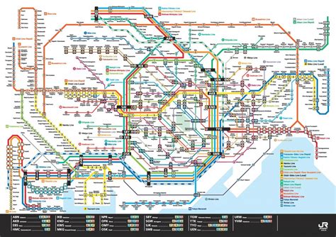 JR carte de Tokyo - Carte des lignes JR à Tokyo (Kantō - Japon)