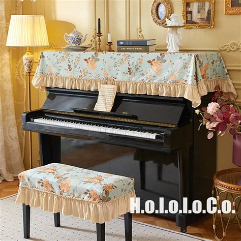 Piano Cover,countryside Style Blue Floral Printed Piano Cover Cloth ...