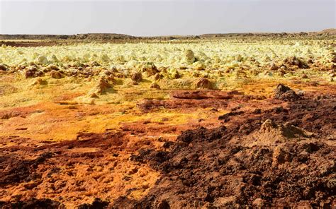 The colorful volcanic landscape of dallol in the danakil depression ...