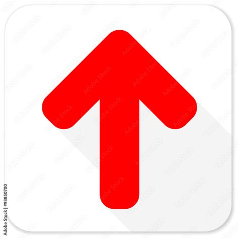 up arrow red flat icon with long shadow on white background Stock ...