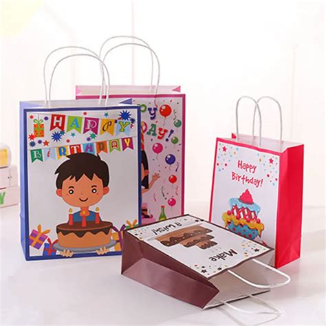 Happy Birthday Them Party Gift Bag Candy Bag 12pcs Paper Gift Bag with ...