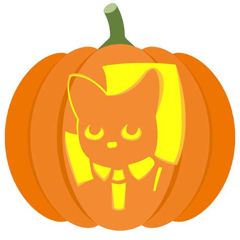 Cat with Tie Pumpkin Stencil | Free Printable Papercraft Templates