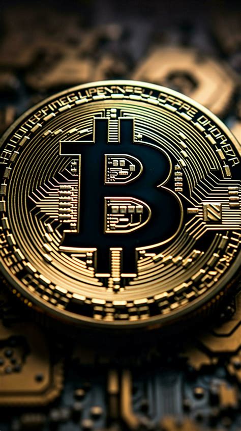 Close up photo of bitcoin crypto currency Vertical Mobile Wallpaper AI ...