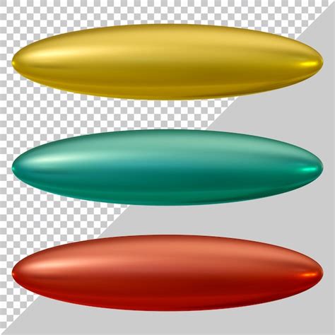 Premium PSD | Set of oval shape buttons in 3d render