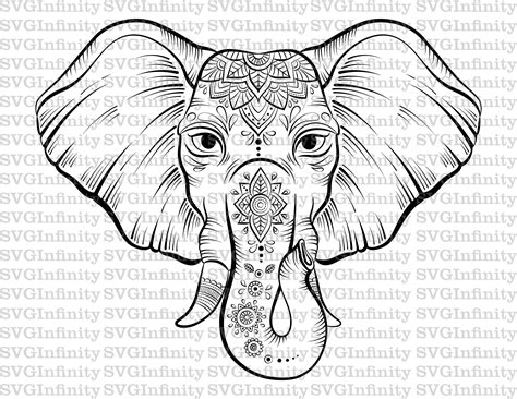 Elephant Mandala SVG Elephant Head SVG Ethnic Elephant svg | Etsy