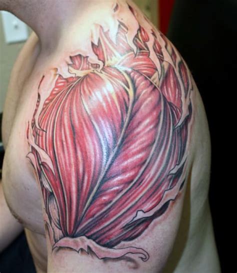 70 Muscle Tattoo Designs For Men - Exposed Fiber Ink Ideas