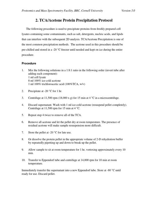 Protocol 02 - Protein Precipitation | PDF