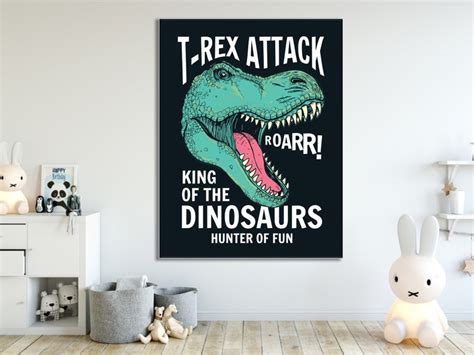 Dinosaur Print T-Rex Dinosaur Poster Dino Canvas Print | Etsy