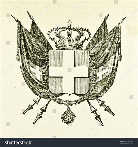 Coat Of Arms Of Kingdom Of Sardinia. Illustration By Alwin Zschiesche ...