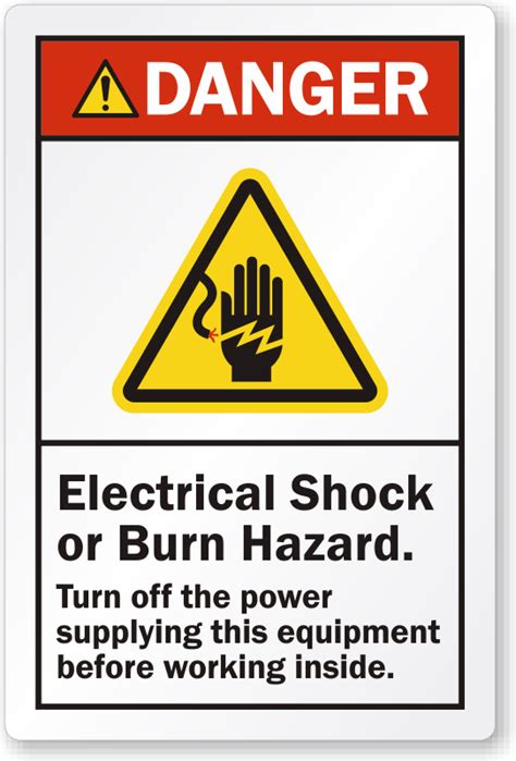 Electrical Shock Or Burn Hazard Turn Off Power Label, SKU: LB-2402