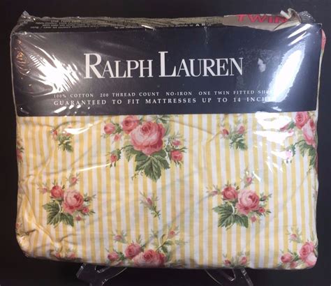 Ralph Lauren Sophie Twin Floral Stripe Yellow Fitted Sheet Striped 100% ...