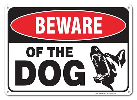 Beware of Dog Sign Funny Warning Aluminum Metal Fence Gate Security # ...