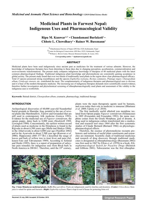 (PDF) Medicinal Plants in Farwest Nepal: Indigenous Uses and ...