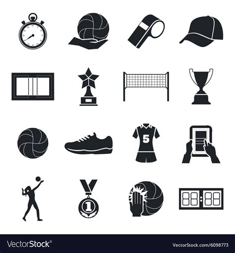 Volleyball icons set Cup silhouette playing Vector Image