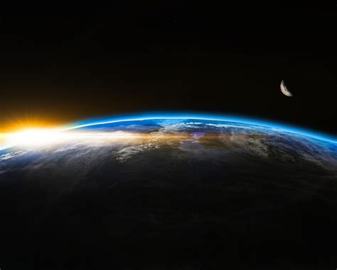 Download 1280x1024 wallpaper earth, planet, space, moon, sunrise ...