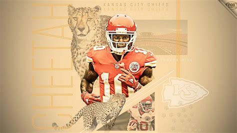 Tyreek Hill In Cheetah Face Background Wearing Red White Sports Dress ...