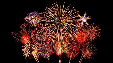 Image 2017 Fireworks night time Black background 3840x2160