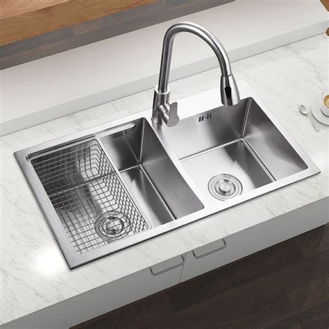 30 inch Double Bowl Stainless Steel Kitchen Sink with Drainer HM7843