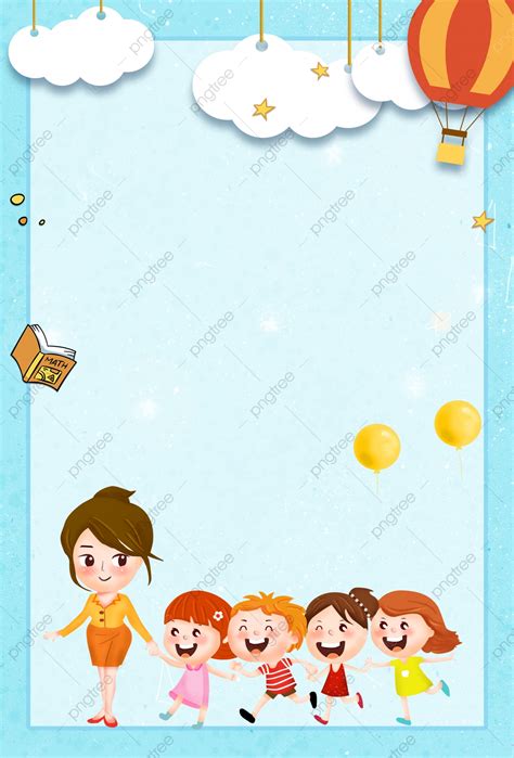 Cartoon Hand Drawn Kindergarten Illustration Background Material ...