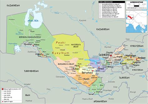 Uzbekistan Map (Political) - Worldometer