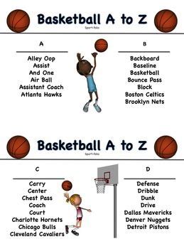 Basketball A to Z Activity: Vocabulary on the Move (1e, 1f, 3c ...