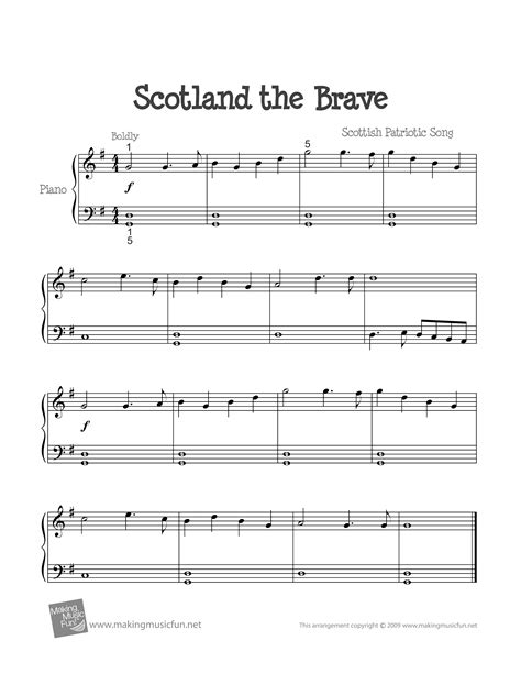 The Brave Scotland Score / Scotland The Brave Bagpipe Version Sheet ...