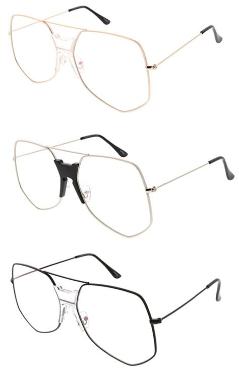 Wholesale Oversized Square Aviator Clear Lens Sunglasses