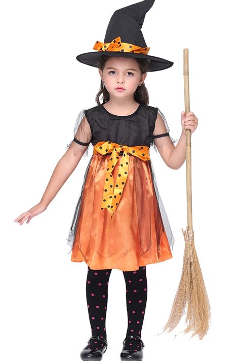 Witch Costume Fancy Children Halloween Black Witch Costume Girls ...