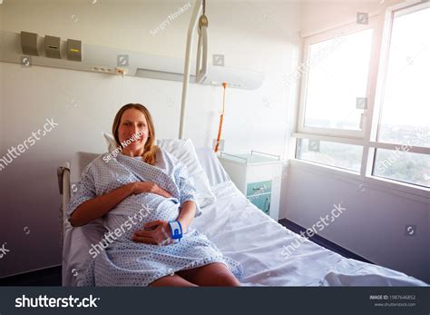 Smiling Pregnant Woman Lay Hospital Bed Stock Photo 1987646852 ...