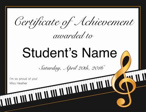 Piano Certificate Template Free