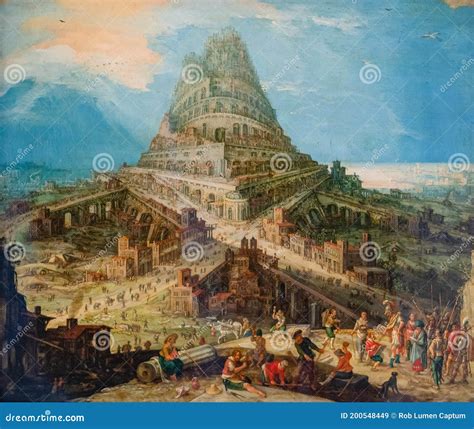 The Building of the Tower of Babel in Shinar Babylonia, Painting by ...