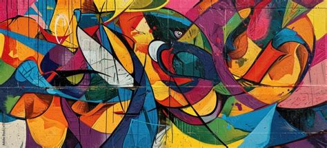 Colorful urban street art graffiti on wall. Urban culture and ...