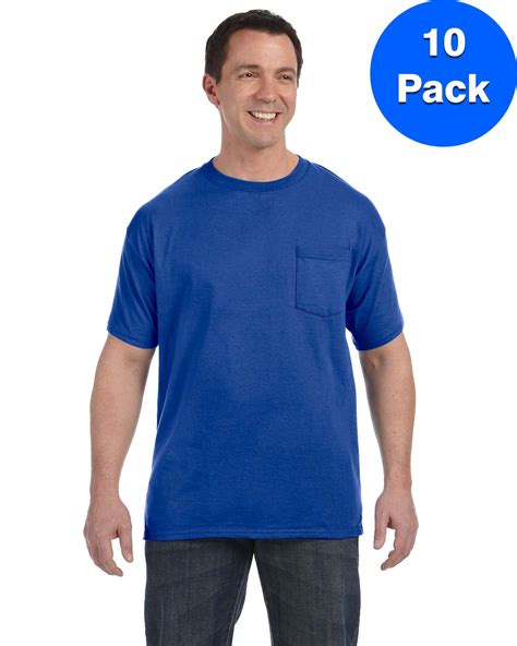 Hanes - Mens 6.1 oz. Tagless ComfortSoft Pocket T-Shirt H5590 (5 PACK ...