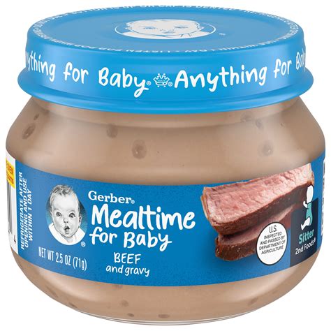 Gerber 2nd Foods Mealtime for Baby Baby Food, Beef and Gravy, 2.5 oz ...