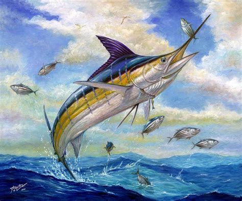 The Blue Marlin | Fish art, Animal paintings, Marine art