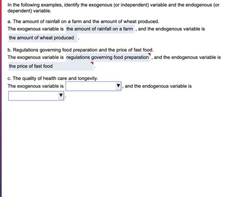 Solved In the following examples, identify the exogenous (or | Chegg.com