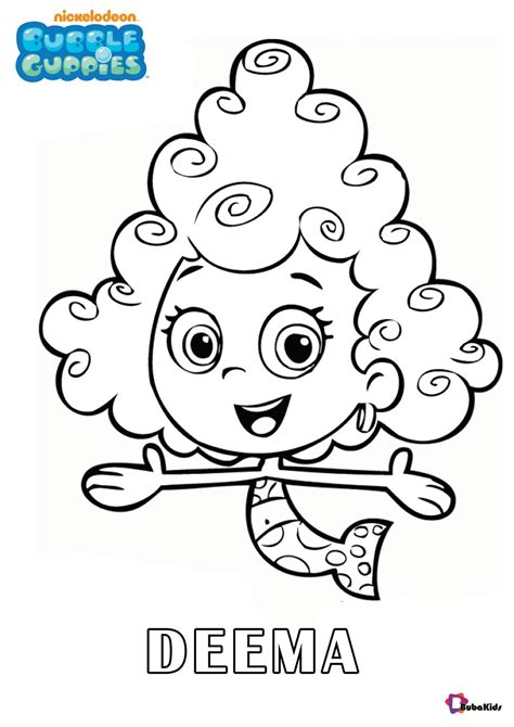 Deema Bubble Guppies character nickelodeon coloring sheet - BubaKids.com