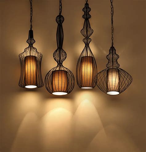 Classical iron black pendant light cage lampshade hanging lamps E27 ...