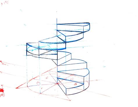 Spiral staircase, Spiral, Perspective drawing