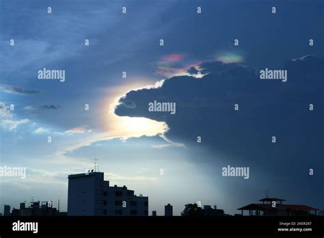 Iridescent pileus cloud, the rainbow color cloud Stock Photo - Alamy