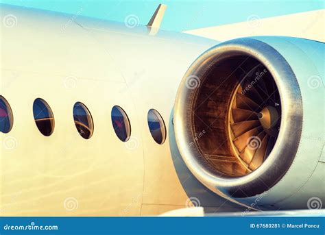 Large Plane Engine Turbine Blades Stock Image - Image of airport, dawn ...