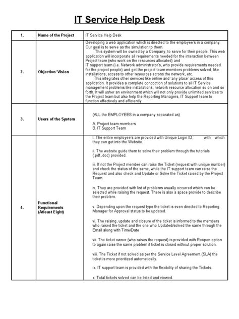 IT Service Help Desk | Help Desk | Portable Document Format