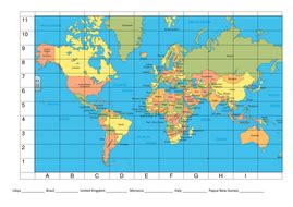 World Map with Coordinates by holt_becci - Teaching Resources - Tes