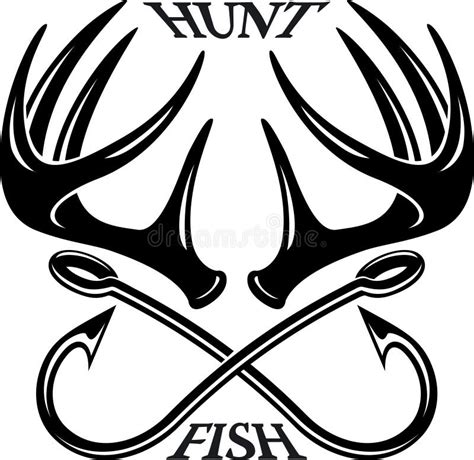 Hunting and Fishing Emblem Logo Stock Vector - Illustration of antlers ...